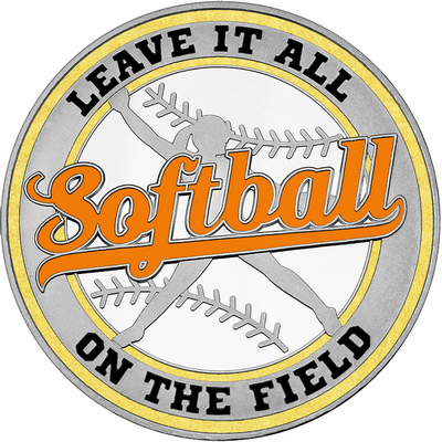 Orange "Softball" with Gold Outer Circular Borders